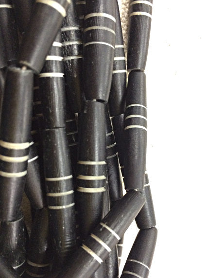 23Pc Carved Bone Tube Beads Black&White Tribal Ethnic Natural Spacer Bead Strands BULK-B331 - BeadPrism
