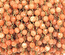 Load image into Gallery viewer, 40%OFF 10Ft Coral Jade Faceted Round 6mm Gold Plated Wire, Gemstone Rosary Chain By Foot -Ch175 - BeadPrism