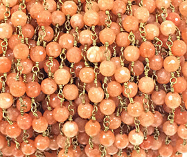 40%OFF 10Ft Coral Jade Faceted Round 6mm Gold Plated Wire, Gemstone Rosary Chain By Foot -Ch175 - BeadPrism