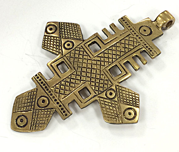 25 Pcs Extra Large Brass Ethiopian Cross Pendant  4 Inch approx - TP107C-25 - BeadPrism