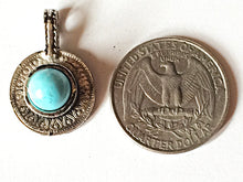 Load image into Gallery viewer, 5 Pc Pewter Turquoise Howlite Coin Pendants Antique Silver Plated Charm 1 Inch,  - PP174 - BeadPrism