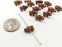 Load image into Gallery viewer, 10 Tiny Brown Buffalo Beads, Hand Painted Ceramic Beads, Animal Beads Teeny CBS - 119 - BeadPrism