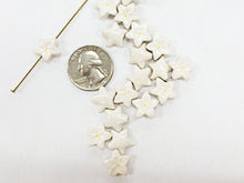 Load image into Gallery viewer, 4Pc Small White Iris Flower Hand Painted Ceramic Beads, teeny white flower beads CBS-128 - BeadPrism