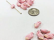 Load image into Gallery viewer, 20 Tiny Pink Flamigo Beads, Hand Painted Ceramic Beads, Florida Bird, Teeny CBS - 107 - BeadPrism