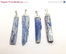 5 Pcs Blue Kyanite Pendant with silver Plated Cap - DP5Kyanite 1 - BeadPrism