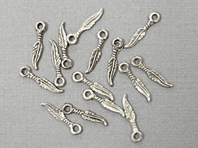 20 Pc Feathers Pewter Small 19mm, .75 Inch Antique Silver BULK Wholesale - PBF017 - BeadPrism