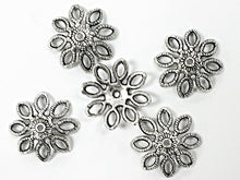 Load image into Gallery viewer, 40 Pc Bead Caps, Large Pewter Cap 19mm Antique Silver BULK Wholesale - PBF021 - BeadPrism