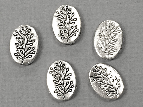 20 Pc Tree of Life Oval Bead Antique Silver Finish Pewter yoga bead, nature bead, tree bead - PBF062 - BeadPrism