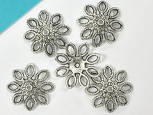 Load image into Gallery viewer, 40 Pc Bead Caps, Large Pewter Cap 19mm Antique Silver BULK Wholesale - PBF021 - BeadPrism