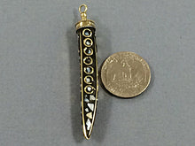 Load image into Gallery viewer, Tibetan Horn Tusk  Pendant, 2.75 Inch  White Mother of Pearl and Brass Inlay - AP140 - BeadPrism