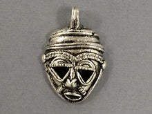 Load image into Gallery viewer, Silver color African Brass Pendant Tribal Mask 1.75 Inch Tribal Pendant African Brass Mask - AP132S - BeadPrism