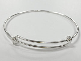 1 Pc Sterling Silver Personalized Bangle Expandable Bracelet 7-8.5 Inch Small Anti Tarnish - BBNGA03 - BeadPrism