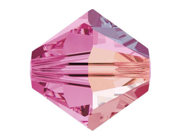 100 pcs 3mm Swarovski Rose AB Bicone Beads - Crystal Beads Wholesale - 5328-3ROSEab - BeadPrism