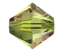 100 pcs 3mm Swarovski  Padparadsha AB 2X Bicone Beads - Crystal Beads Wholesale - 5328-3OLIVab2X - BeadPrism