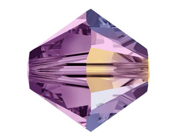 100 pcs 3mm Swarovski Light Amethyst AB Bicone Beads - Crystal Beads Wholesale - 5328-3LAMEab - BeadPrism