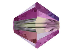 Load image into Gallery viewer, 100 pcs 3mm Swarovski  Fuchsia AB 2X Bicone Beads - Crystal Beads Wholesale - 5328-3FUCHab2X - BeadPrism