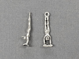 Gymnast Girl Sterling Silver Charm/Pendant, 1 Inch Tall - SP258 - BeadPrism