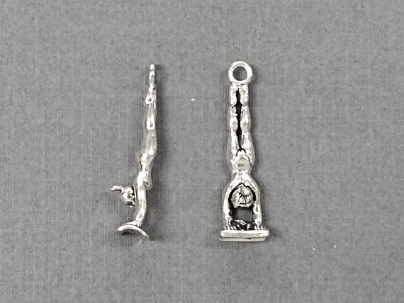 Gymnast Girl Sterling Silver Charm/Pendant, 1 Inch Tall - SP258 - BeadPrism