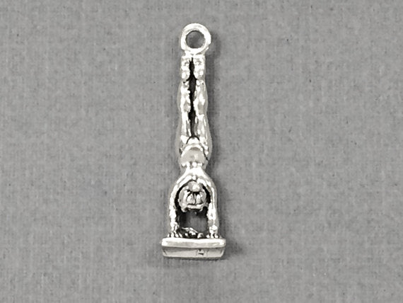 Gymnast Girl Sterling Silver Charm/Pendant, 1 Inch Tall - SP258 - BeadPrism