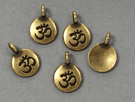 Om Charm 17x12mm Oxidized Brass Finish TierraCast Charms - P2404BO - BeadPrism