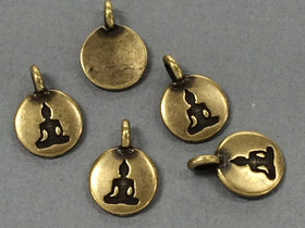 Meditating Buddha Charm 17x12mm Oxidied Brass Finish TierraCast Charms - P2407BO - BeadPrism