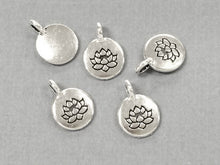 Load image into Gallery viewer, Lotus Flower Charm 17x12mm Antique Silver Finish TierraCast Charms - P2403SA - BeadPrism