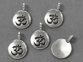 Om Charm 17x12mm Antique Silver Finish TierraCast Charms - P2404SA - BeadPrism