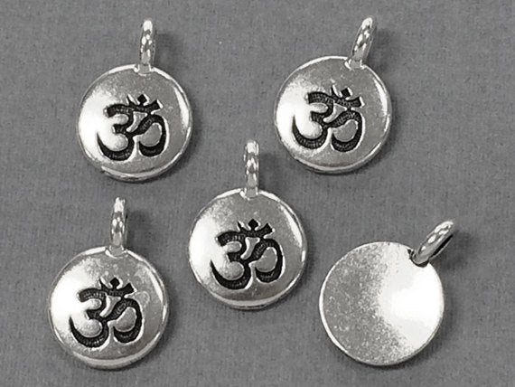 Om Charm 17x12mm Antique Silver Finish TierraCast Charms - P2404SA - BeadPrism