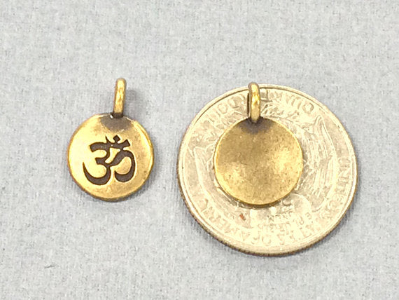 Om Charm 17x12mm Oxidized Brass Finish TierraCast Charms - P2404BO - BeadPrism