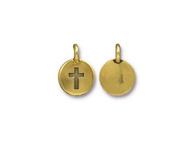 Cross Charm 17x12mm Antique Gold Finish TierraCast Charms - C - BeadPrism