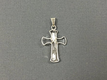 Load image into Gallery viewer, Crystal Quartz Cross with silver bezels - Handmade Cross Religious Charms -1.5 Inch - DP5 -Crystal - BeadPrism