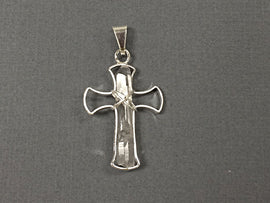 Crystal Quartz Cross with silver bezels - Handmade Cross Religious Charms -1.5 Inch - DP5 -Crystal - BeadPrism