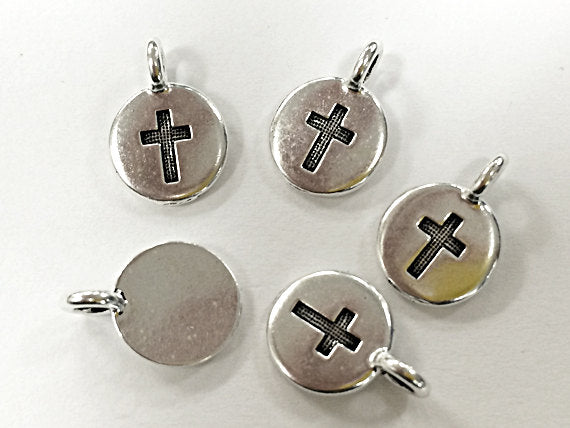 Cross Charm 17x12mm Antique Silver Finish TierraCast Charms - P2406SA - BeadPrism