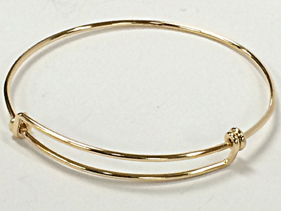 3 Pc14K Gold Filled Bangle Expandable Bracelet, 8 - 9.5 Inch,  Personalized, Charm,  - BBNGA02-3 - BeadPrism