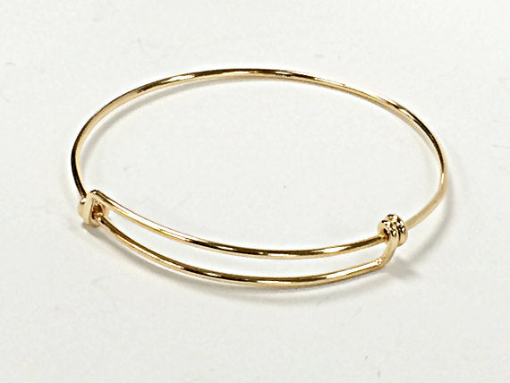 3 Pc14K Gold Filled Bangle Expandable Bracelet, 8 - 9.5 Inch,  Personalized, Charm,  - BBNGA02-3 - BeadPrism