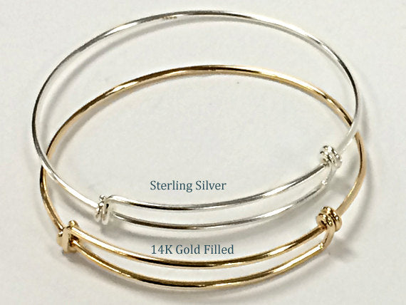 3 Pc14K Gold Filled Bangle Expandable Bracelet, 8 - 9.5 Inch,  Personalized, Charm,  - BBNGA02-3 - BeadPrism