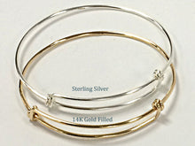 Load image into Gallery viewer, 3 Pc14K Gold Filled Bangle Expandable Bracelet, 8 - 9.5 Inch,  Personalized, Charm,  - BBNGA02-3 - BeadPrism