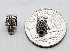 Load image into Gallery viewer, 20 pc Floral Pewter Bail Pattern 6 mm Antique Silver, 5mm Hole, large hole bail Silver BULK - PBF184 - BeadPrism