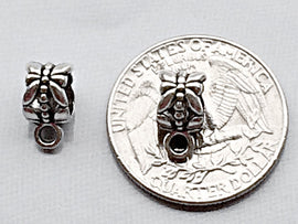 20 pc Floral Pewter Bail Pattern 6 mm Antique Silver, 5mm Hole, large hole bail Silver BULK - PBF184 - BeadPrism