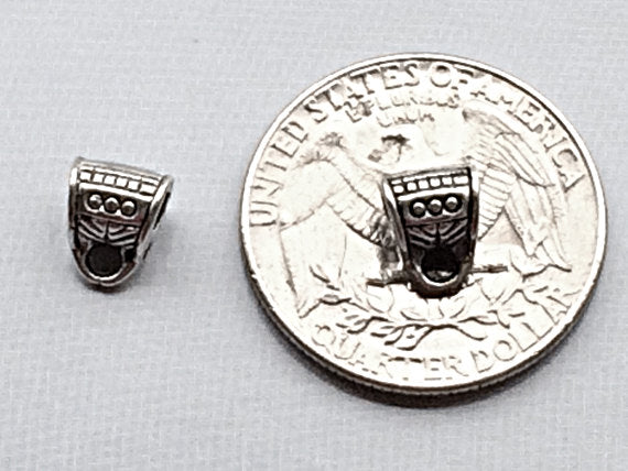 40 pc Bail 6 mm Antique Silver  2.5mm Hole, Large Hole Silver Bail 6mm, BULK Wholesale - PBF187 - BeadPrism