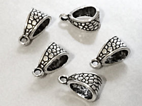 25 pc Pewter Bail 11x7.5 mm Antique Silver, large hole bails, leather bails, silver bails - PBF091 - BeadPrism