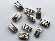 Load image into Gallery viewer, 24 pc 2 Hole Spacer Bead 10mm Pewter Antique Silver BULK Wholesale - PBF098 - BeadPrism