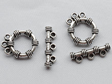 Load image into Gallery viewer, 10 Sets 3 Strand Toggle Clasps, Antique Silver Pewter, Toggle clasps, BULK Wholesale - PBF100 - BeadPrism