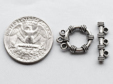 Load image into Gallery viewer, 10 Sets 3 Strand Toggle Clasps, Antique Silver Pewter, Toggle clasps, BULK Wholesale - PBF100 - BeadPrism