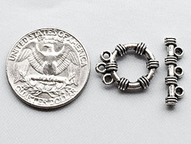 10 Sets 3 Strand Toggle Clasps, Antique Silver Pewter, Toggle clasps, BULK Wholesale - PBF100 - BeadPrism