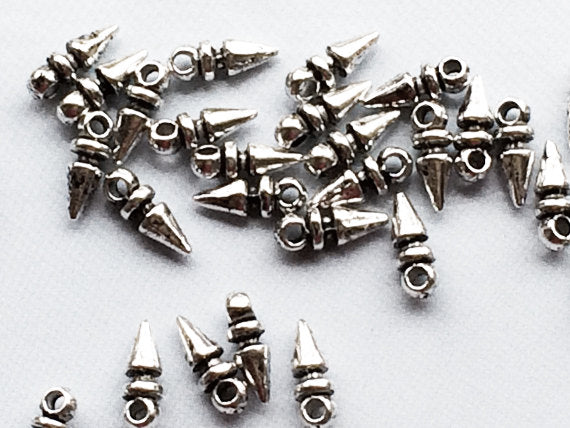 100 pc Top Drilled Bead Pewter 8mm Antique Silver BULK Wholesale - PBF068 - BeadPrism