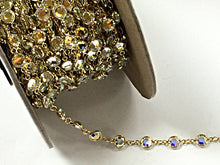 Load image into Gallery viewer, Swarovski Channel Crystal AB Chain By Foot, Gold Plated Anti Tarnish, Crystal SS29-6.32mm - 29G-CLab - BeadPrism