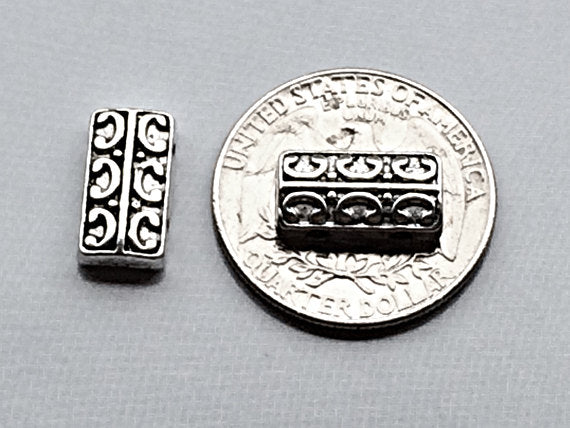 25 pc Pewter 2 Hole Spacer Antique Silver BULK Wholesale - PBF216 - BeadPrism