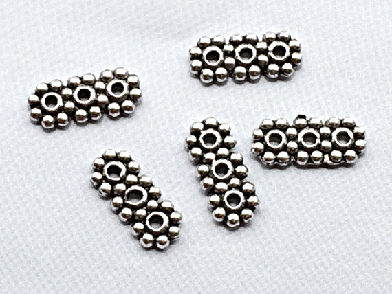100 pc Pewter 3 Hole Daisy Spacer Antique Silver BULK Wholesale - PBF217 - BeadPrism