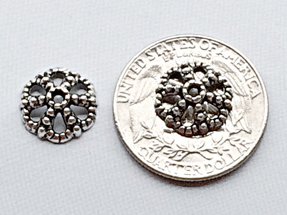 50 pc Bead Cap Pewter 12 mm Antique Silver BULK Wholesale - PBF211 - BeadPrism
